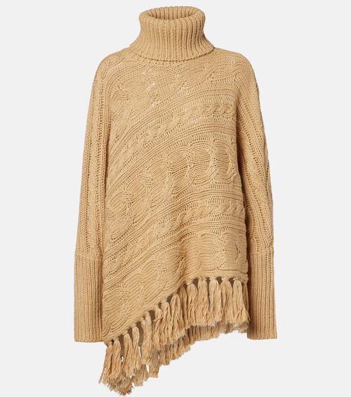 Asymmetric turtleneck wool-blend sweater