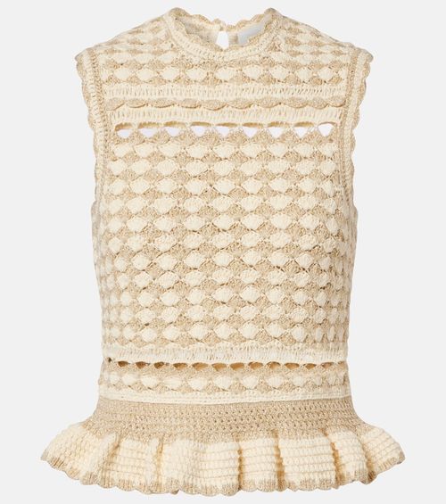 Wanderlust lamé crochet tank top