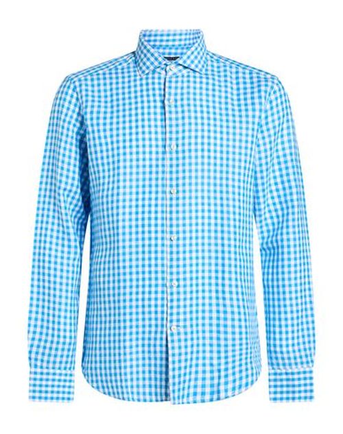 Man Shirt Azure Size 15 Cotton, Linen