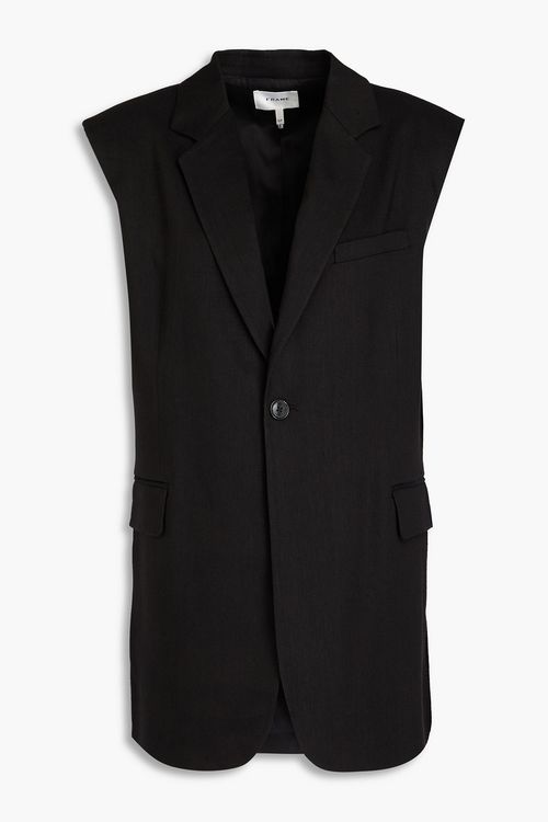 Linen-blend twill vest