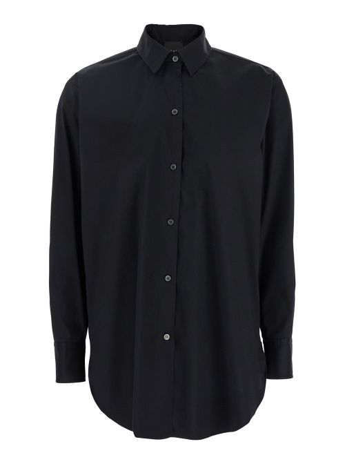 Classic Collar Cotton-Blend Shirt — Black