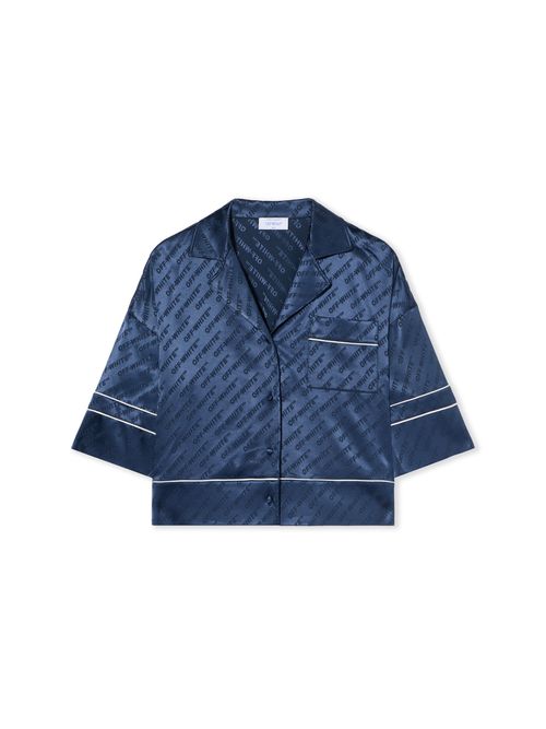 Jacquard Satin Pajama Shirt - Female Shirts Blue Iris