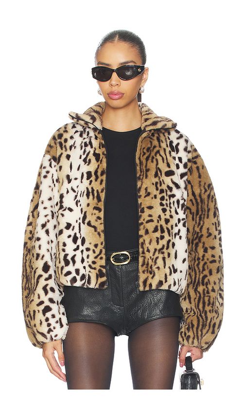 Amanda Uprichard x REVOLVE Como Bomber Jacket in Brown. L. Also in M, S