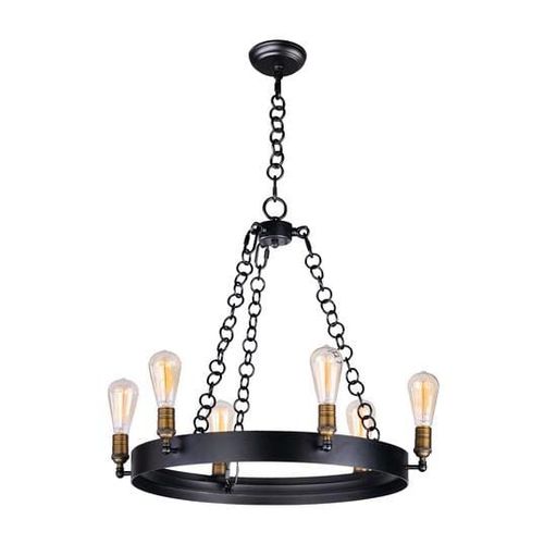 Noble 6-Light 6-Light Chandelier in Black / Natural Aged Bra