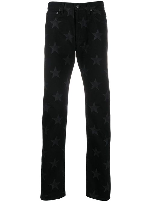 Star printed cotton trousers - Black