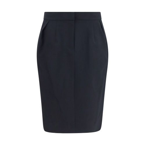 Pleated Cotton Midi Skirt — Black