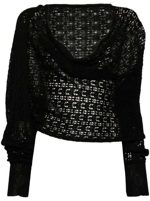 Open-knit draped jumper - Black