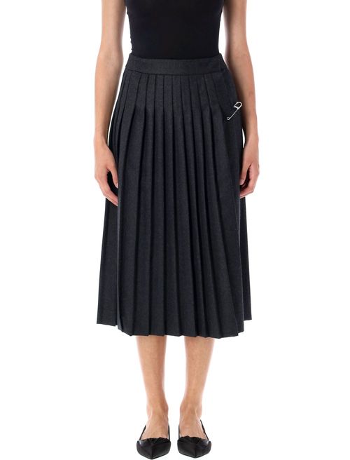 Pleated Wool Flannel Skirt