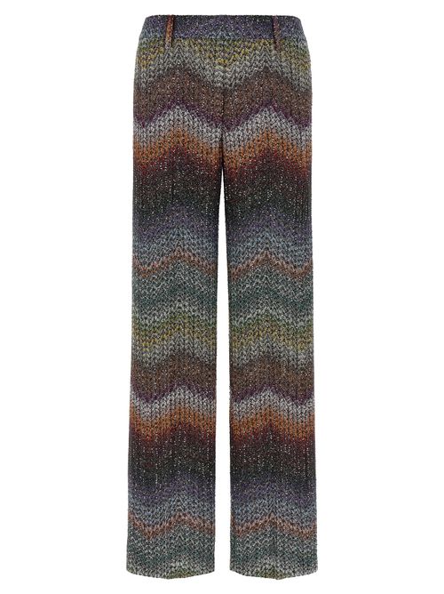 Sequined Zigzag Viscose Trousers — Multicolor