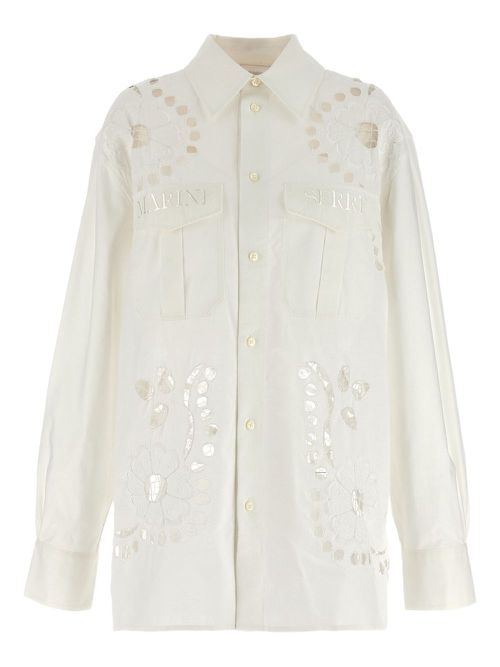 Marine Serre cut-out embroidered shirt - White