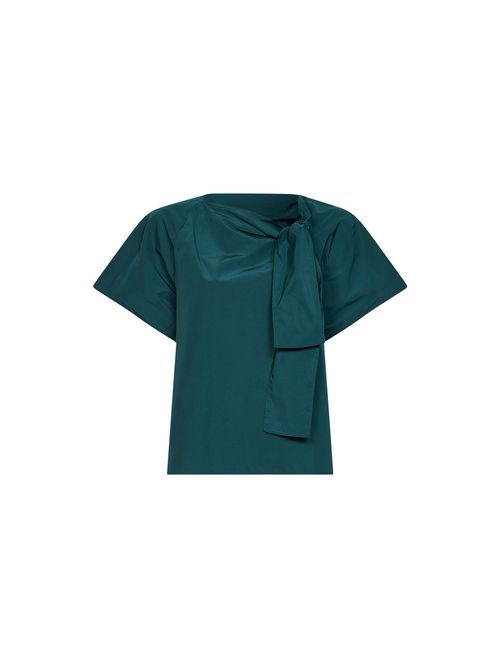 Asymmetric Taffeta Blouse — Green