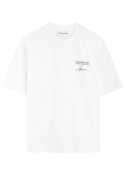 엠키 미유키 조쿠 남성 Resort Logo Cotton T-shirt - White 4205605