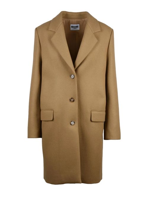 Beige Tailored Virgin Wool-Blend Formal Coat