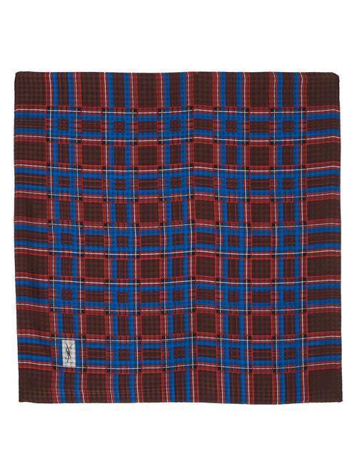 Checkered silk scarf - Brown
