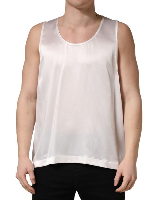 Satin Polyester Tank Top — White