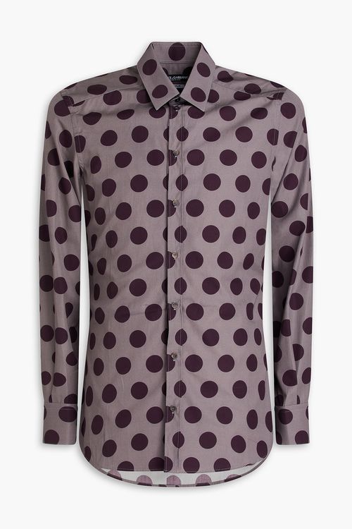 Polka-dot cotton shirt - Brown - 38cm
