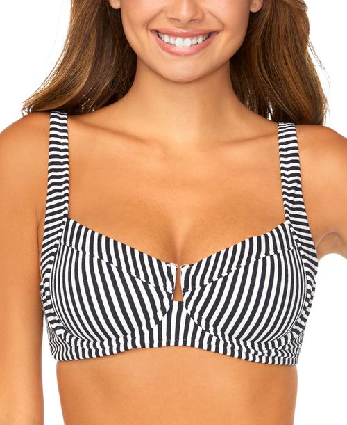 Juniors' Printed Cutout-Detail Bikini Top - Black