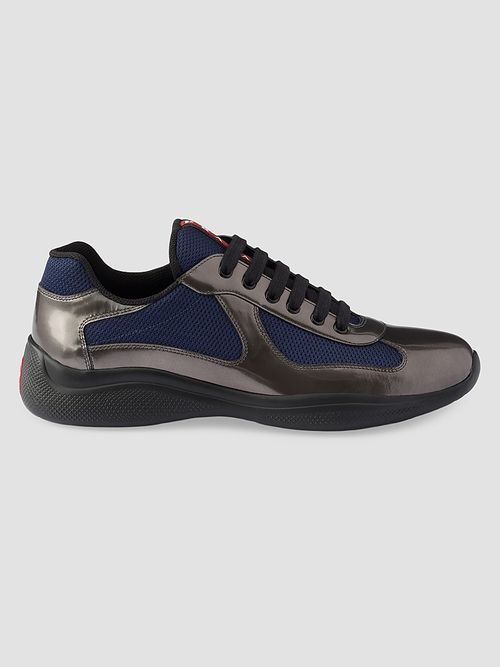 Men's America's Cup Metallic Leather and Bike Fabric Sneakers - Silver Blue