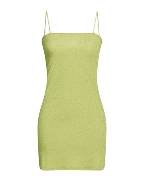Woman Mini dress Lime green Size L Viscose, Polyester, Polyamide, Elastane