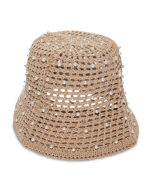 Open Weave Imitation Pearl Bucket Hat