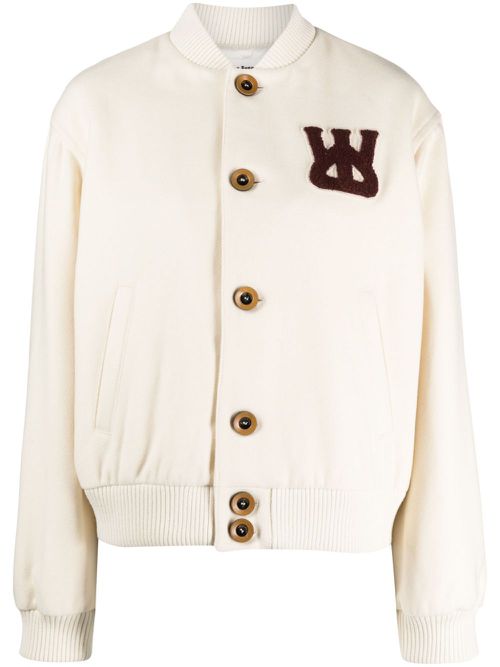 Logo-appliqué bomber jacket - White