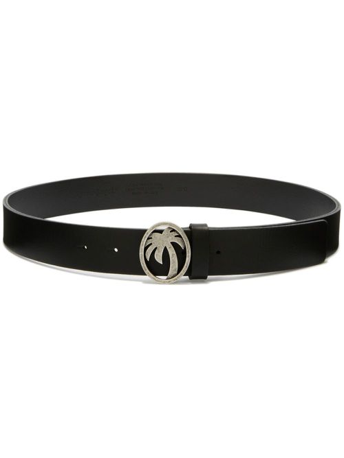 Oval-pam leather belt - Black
