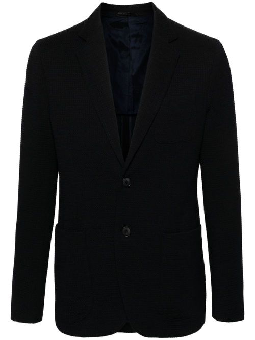 Single-breasted textured blazer - Blue