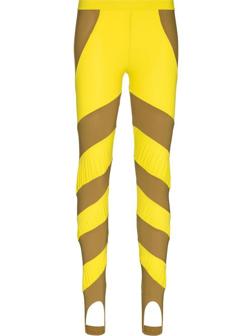 Striped two-tone leggings - Green
