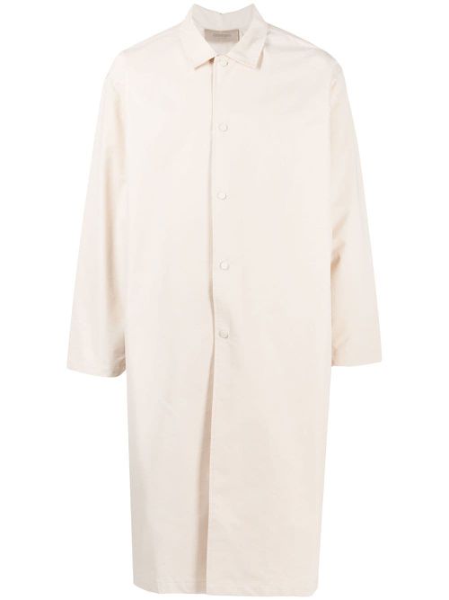 Spread-collar buttoned trench coat - Neutrals