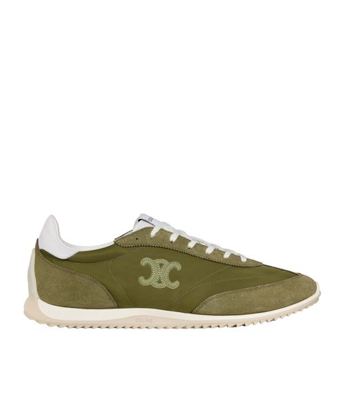 RACER LOW LACE-UP SNEAKER WITH TRIOMPHE IN NYLON, SUEDE CALFSKIN AND CALFSKIN