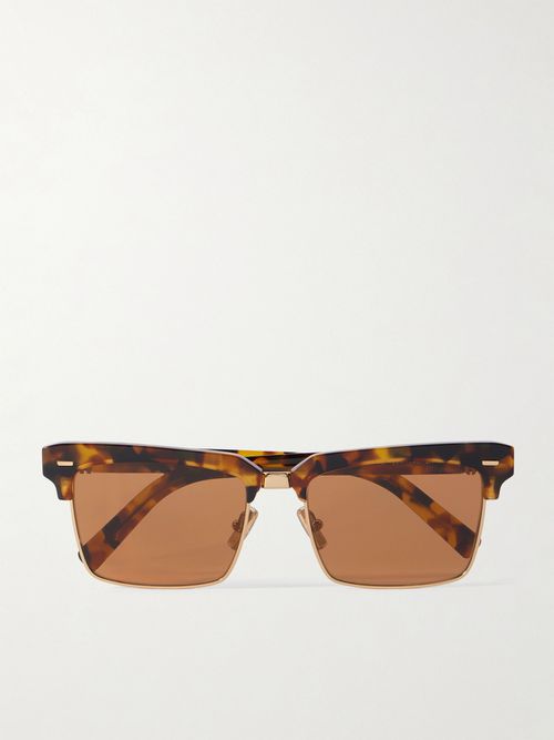 Square-frame Tortoiseshell Acetate And Gold-tone Sunglasses - One size