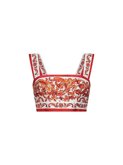 Maiolica Print Bodysuit — Red