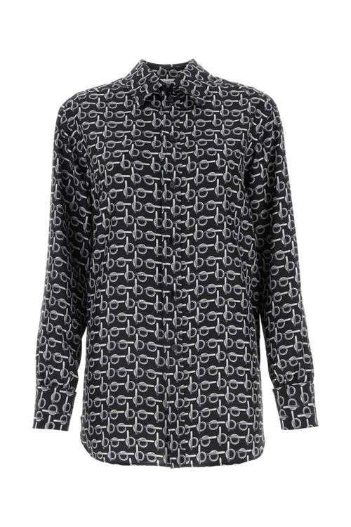 Logo-Printed Silk Shirt — Black