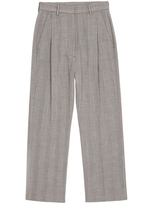 Striped tailored cropped trousers - Grey