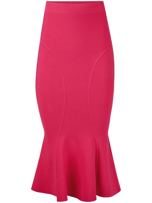 Cutline mermaid peplum skirt - Red