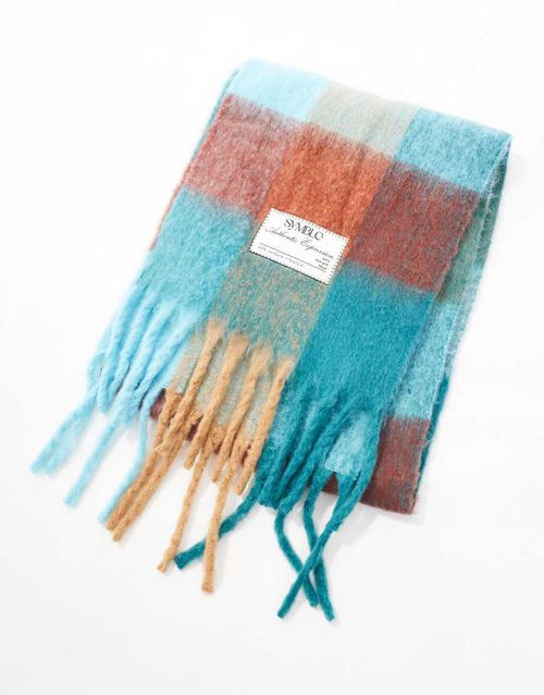 Bershka check scarf in beige-Neutral
