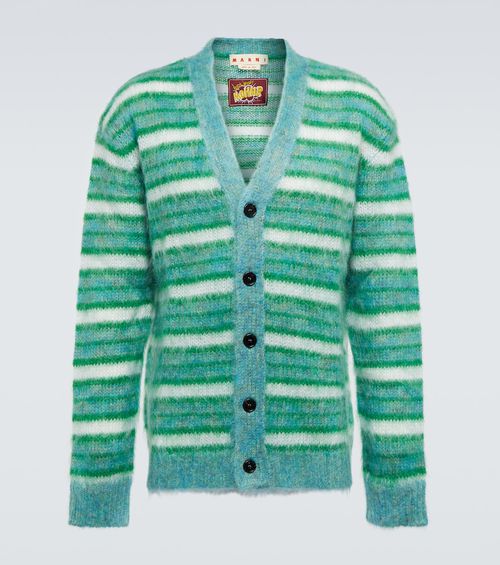 Striped mohair-blend cardigan