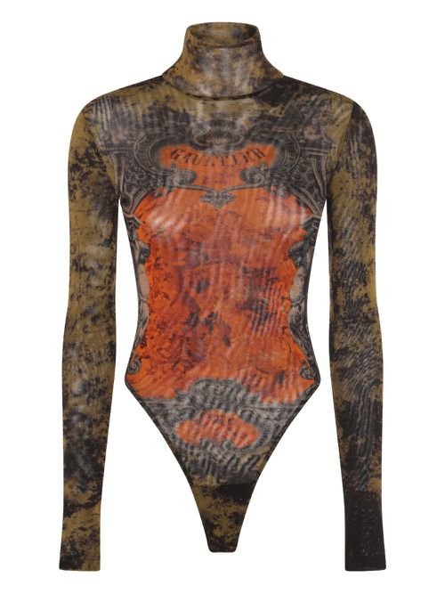 Graphic-print bodysuit - Black