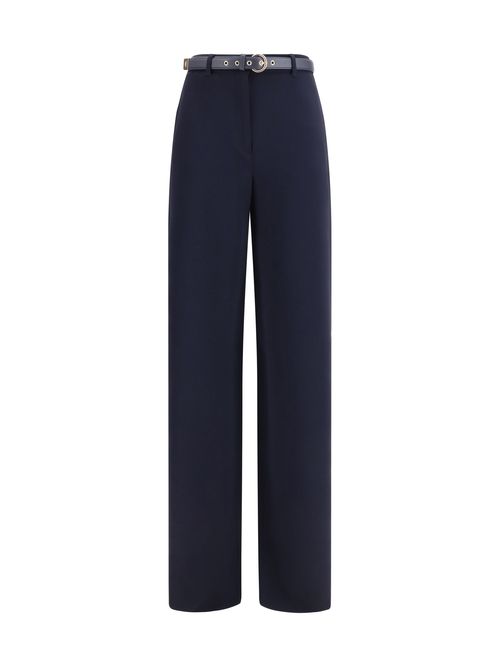 Wide-Leg Structured Trousers — Navy