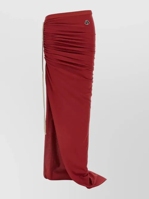 Rick Owens - moncler maxi skirt ruched drawstring slit