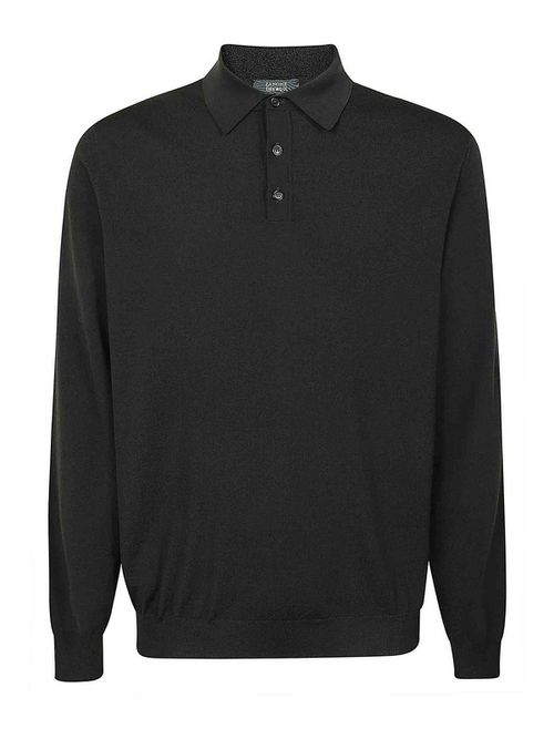Long wool polo shirt