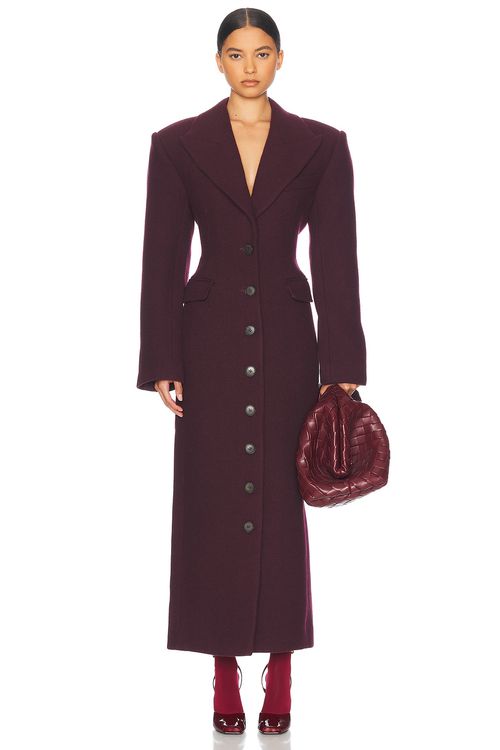 Helsa Italian Wool Blend Topcoat in Burgundy - Burgundy. XXS also in