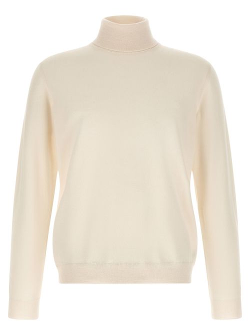 Virgin Wool Turtleneck Sweater — Cream