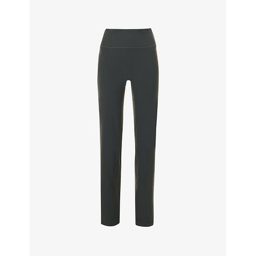 Womens Charcoal Yoga Flared-leg High-rise Stretch-woven Leggings 
