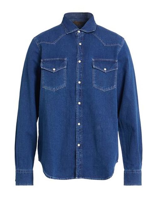 Man Denim shirt Blue Size 40 Cotton, Linen