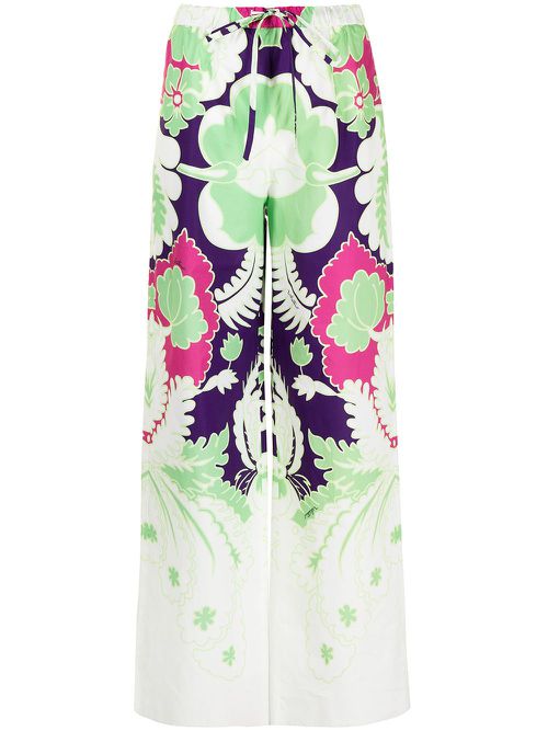 Printed wide-leg trousers - Green