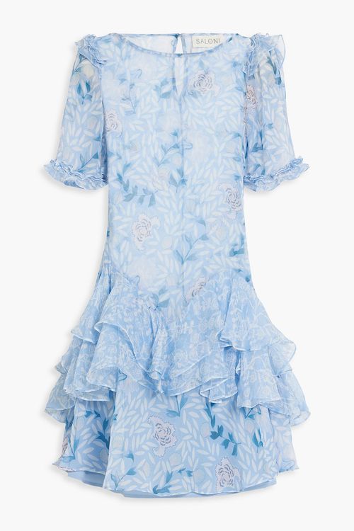 Thea ruffled printed georgette mini dress