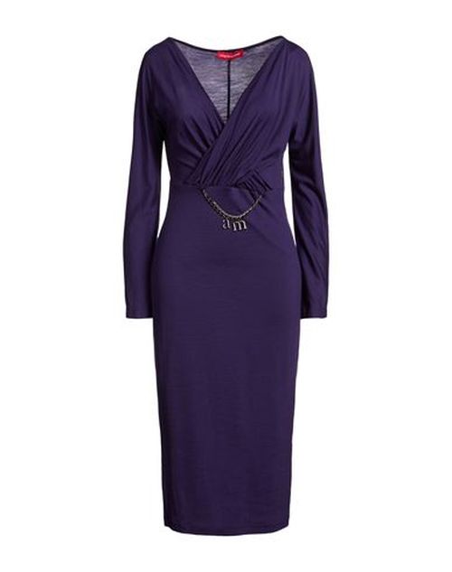 Woman Midi dress Purple Size 12 Wool, Swarovski Crystal