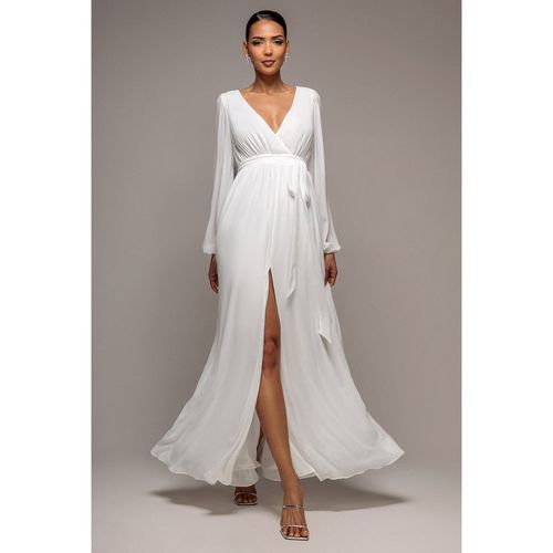 Goddiva Wrap Back Maxi With Front Slit Chi On Maxi - White