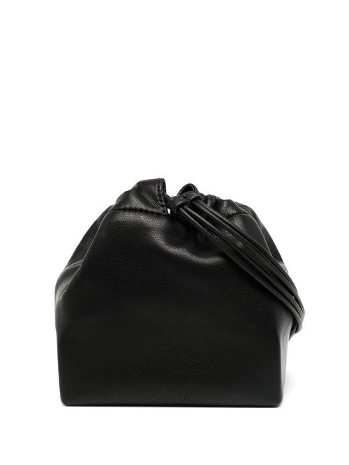 Drawstring-fastening faux-leather crossbody bag - Black